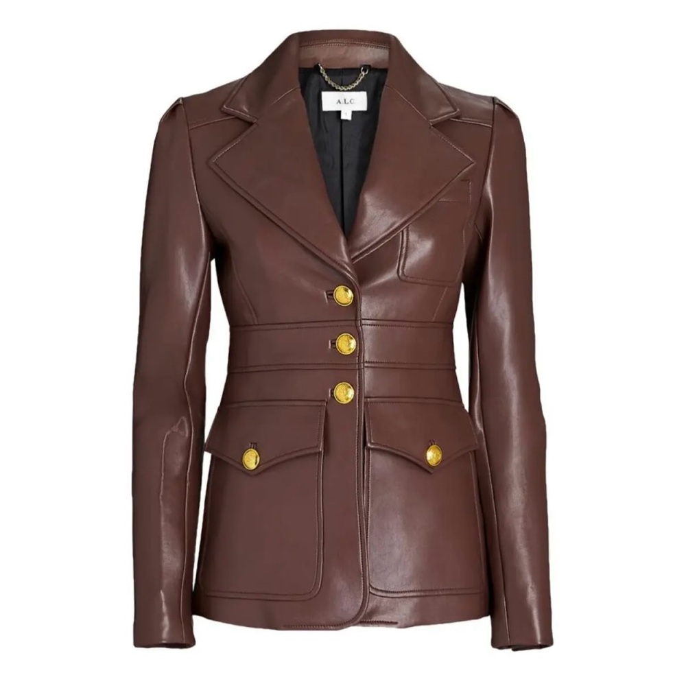A.L.C. Amelia Vegan Brown Leather Jacket - Size 8